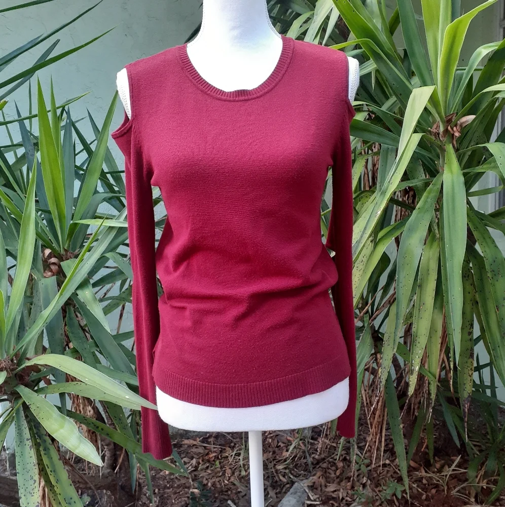 Red Cold Shoulder Sweater